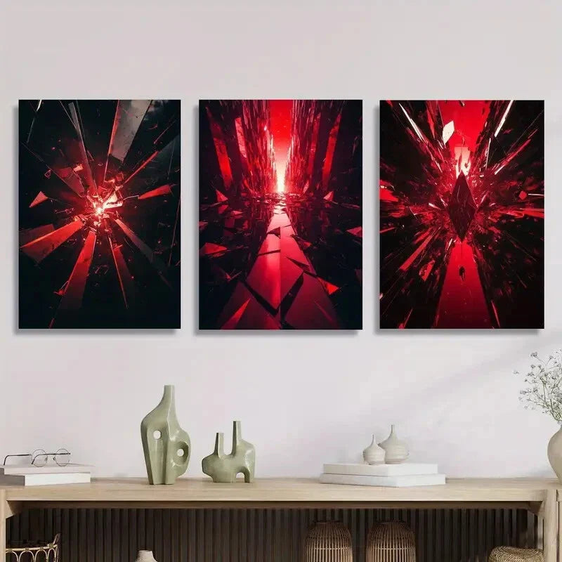 3pcs splash abstract explosion effect sci-fi  Art Metal Print Ready to Hang Art