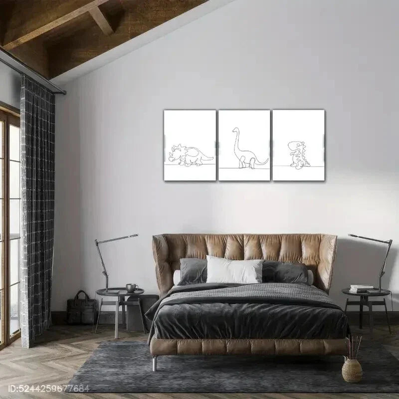 3pcs Sublimation Dinosaur Decorative Poster Metal Print Ready to Hang Art