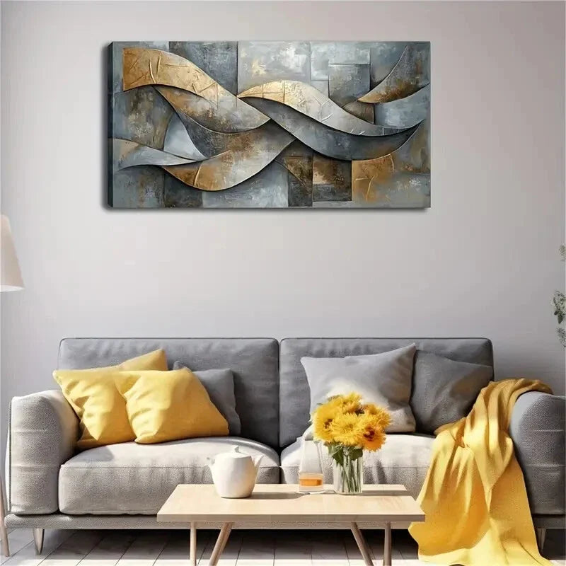 Minimalist Modern Geometric Wall Art Canvas Office Home Room Framed 120x60cm
