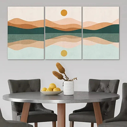 3pcs Nature Abstract Winter Sun Reflection Metal Print Ready to Hang Art