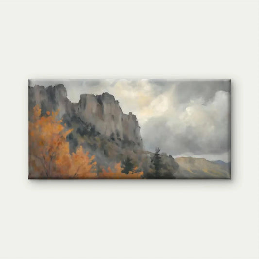 Autumn Mountain Landscape Wall Art Canvas Office Home Room Framed 80x45cm