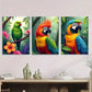 3pcs Colorful Parrot Tropical Bird Picture Wall Art Set Canvas Framed 40x60cm - High Quality Print 100% Australian Made Wall Canvas Ready to Hang