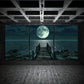 3pcs A Night Scene with The Moon Shining Metal Print Ready to Hang Art