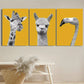 3pcs Giraffe Alpaca Flamingo Black and White Metal Print Ready to Hang Art
