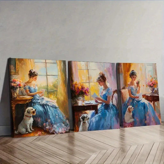 3pcs Afternoon time girl  Wall Art Set Canvas Framed 40x60cm - High Quality Print 100% Australian Made Wall Canvas Ready to Hang