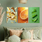 3pcs  Ginger, Orange, and Cucumber splashes Metal Print Ready to Hang Art