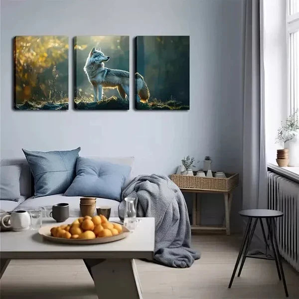 3pcs A Lone Wolf, New Launch Wall Art Set Canvas Framed 60x90cm - High Quality Print 100% Australian Made Wall Canvas Ready to Hang
