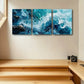 3pcs Waves Crashing against Rocks Metal Print Ready to Hang Art