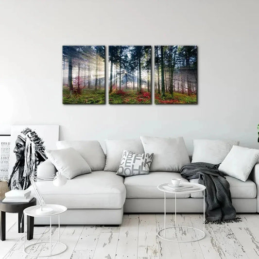 3pcs Nature Sunrise Trees Forest Metal Print Ready to Hang Art