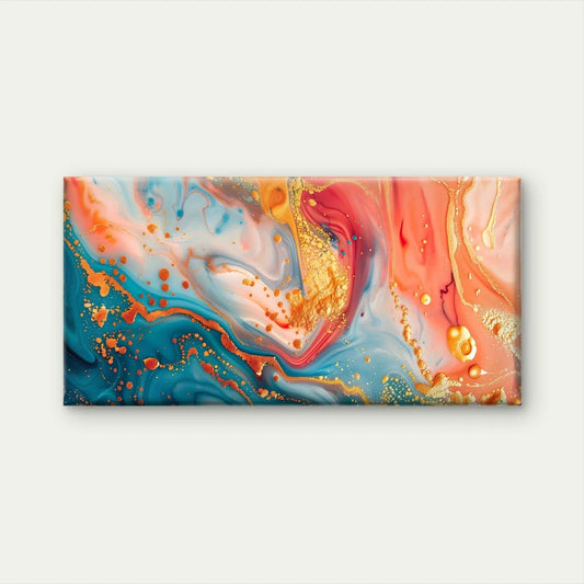 Abstract Whirls Colorful Marble Wall Art Canvas Office Home Room Framed 80x45cm