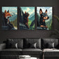3pcs Animal Themes Through Car Windows Metal Print Ready to Hang Art