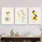3pcs Flowers And Bees, Watercolor Floral Insect Metal Print Ready to Hang Art