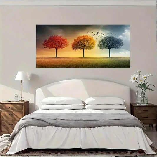 Autumn Landscape Trees Wall Art Canvas Office Home Room Framed 80x45cm