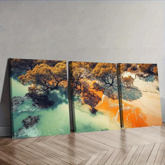 3pcs Aerial view of the sand Wall Art Set Canvas Framed 40x60cm - High Quality Print 100% Australian Made Wall Canvas Ready to Hang