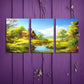 3pcs Spring Landscape with River and Trees Canvas Framed 40x60cm - High Quality Print 100% Australian Made Wall Canvas Ready to Hang