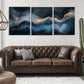 3pcs Abstract Blue and Golden Marble-Inspired Wall Art Set Canvas Framed 40x60cm - High Quality Print 100% Australian Made Wall Canvas Ready to Hang