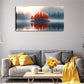 Red Tree Lake Scene Vibrant Wall Art Canvas Office Home Room Framed 120x60cm