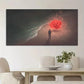 Beach Scene With Glowing Red Wall Art Canvas Office Home Room Framed 80x45cm