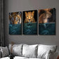 3pcs Underwater Tiger Leopard Grizzly Bear Wall Art Set Canvas Framed 40x60cm - High Quality Print 100% Australian Made Wall Canvas Ready to Hang