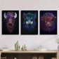 3pcs The Heads of Bulls, Wild Boars and Monkeys Metal Print Ready to Hang Art