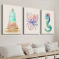3pcs Sandstone Castle Octopus Seahorse Wall Art Set Canvas Framed 40x60cm - High Quality Print 100% Australian Made Wall Canvas Ready to Hang