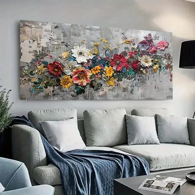 Vibrant Floral Botanical Wall Art Canvas Office Home Room Framed 120x60cm