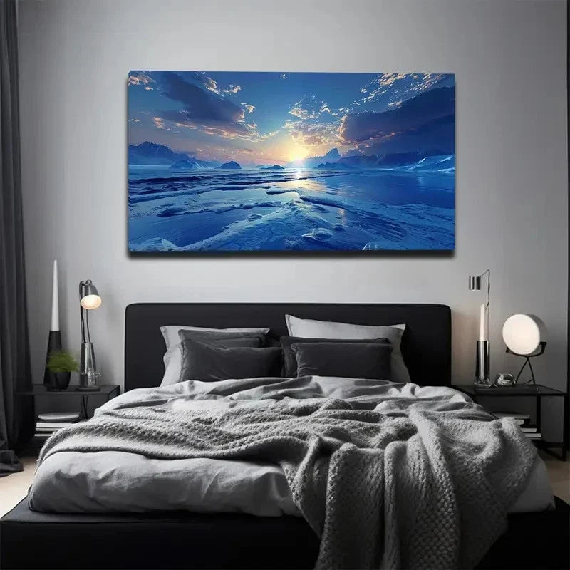 Yellow Coastal Landscape Wall Art Canvas Office Home Room Framed 80x45cm