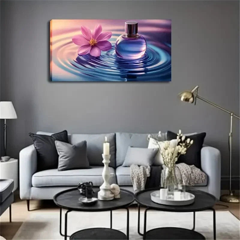 Realistic Perfume Bottle Water Wall Art Canvas Office Home Room Framed 120x60cm