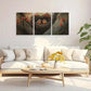 3pcs Heart-Shaped Tree Trunk with Youngsters Robin Metal Print Ready to Hang Art