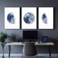 3pcs Blue Planet Space Art Moon Minimalist Metal Print Ready to Hang Art