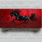 3pcs Black & Red Black Running Horse Metal Print Ready to Hang Art