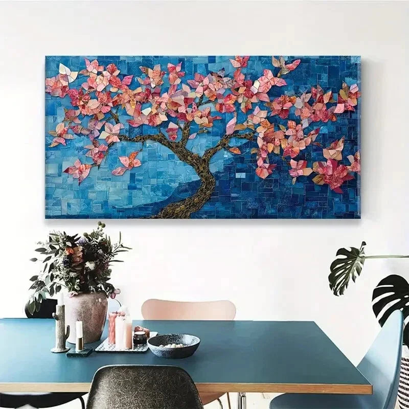 Mosaic Tree Vibrant Décor Wall Art Canvas Office Home Room Framed 80x45cm