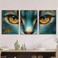 3pcs Classic Style Animal Themed Fabric Cat Metal Print Ready to Hang Art