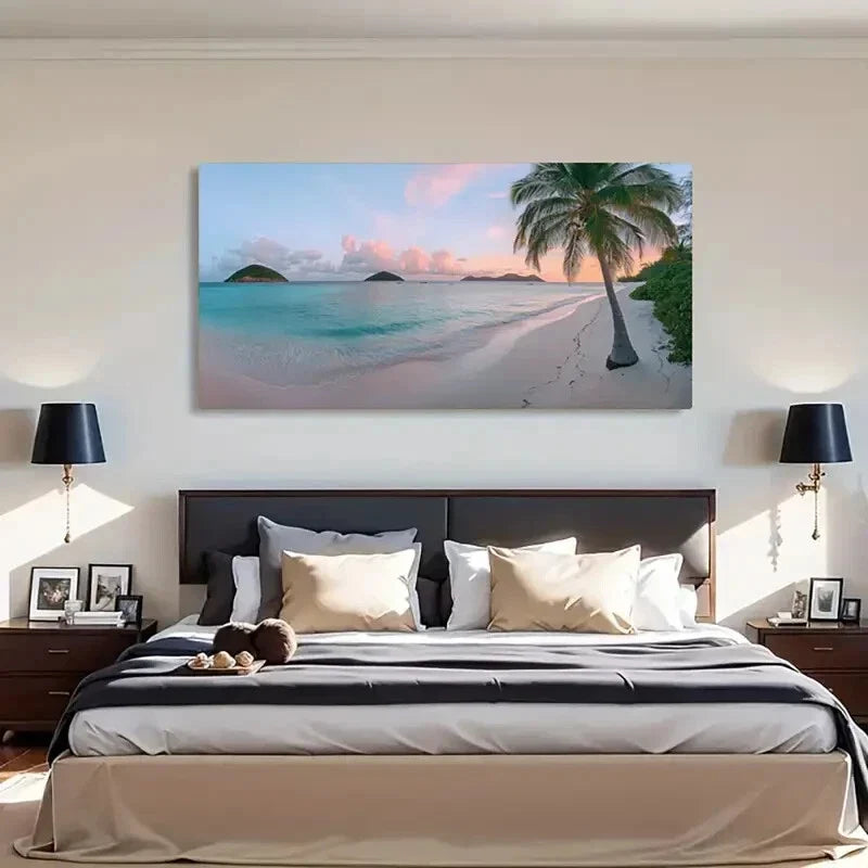 Vibrant Sunset Sky & Ocean Wave Wall Art Canvas Office Home Room Framed 120x60cm