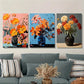 3pcs Botanical flowers, vase, minimalism Metal Print Ready to Hang Art
