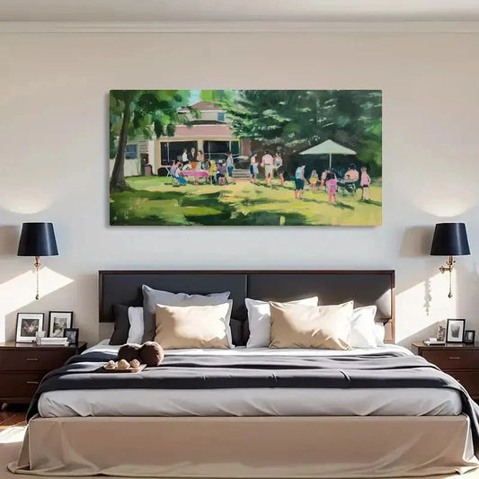 Abstract Happy Family Vacation Wall Art Canvas Office Home Room Framed 120x60cm
