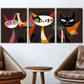 3pcs Vibrant and Stylized Cats Metal Print Ready to Hang Art