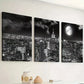 3pcs  Black And White Night City Architecture Wall Art Set Canvas Framed 40x60cm - High Quality Print 100% Australian Made Wall Canvas Ready to Hang