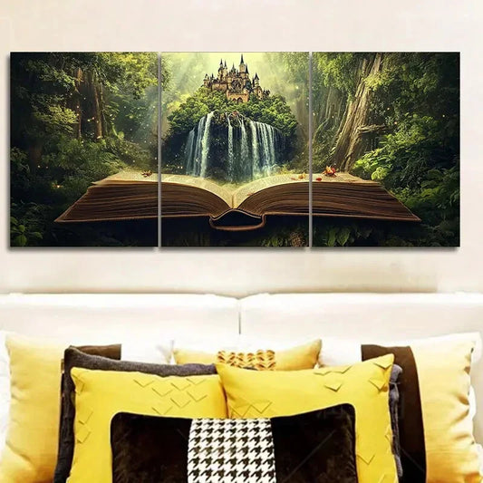 3pcs Book scenery  Wall Art Set Canvas Framed 40x60cm - High Quality Print 100% Australian Made Wall Canvas Ready to Hang
