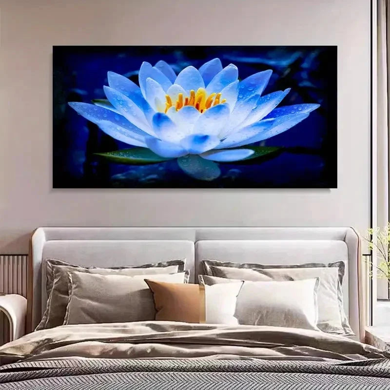 Elegant For Lotus Blue Water Wall Art Canvas Office Home Room Framed 120x60cm