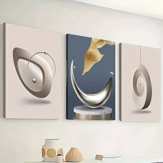 3pcs light luxury three-dimensional geometric  Wall Art Set Canvas Framed 40x60cm - High Quality Print 100% Australian Made Wall Canvas Ready to Hang
