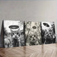 3pcs Cat Capturing A Selfie With A UFO Wall Art Set Canvas Framed 60x90cm - High Quality Print 100% Australian Made Wall Canvas Ready to Hang