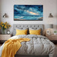 Blue Turquoise Golden & Black Wall Art Canvas Office Home Room Framed 80x45cm