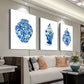 3pcs Artistic Art Of Chinese Ceramics Vases Canvas Framed 40x60cm - High Quality Print 100% Australian Made Wall Canvas Ready to Hang