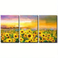 3pcs Oil Painting Yellow-Golden Sunflower Sunset Metal Print Ready to Hang Art
