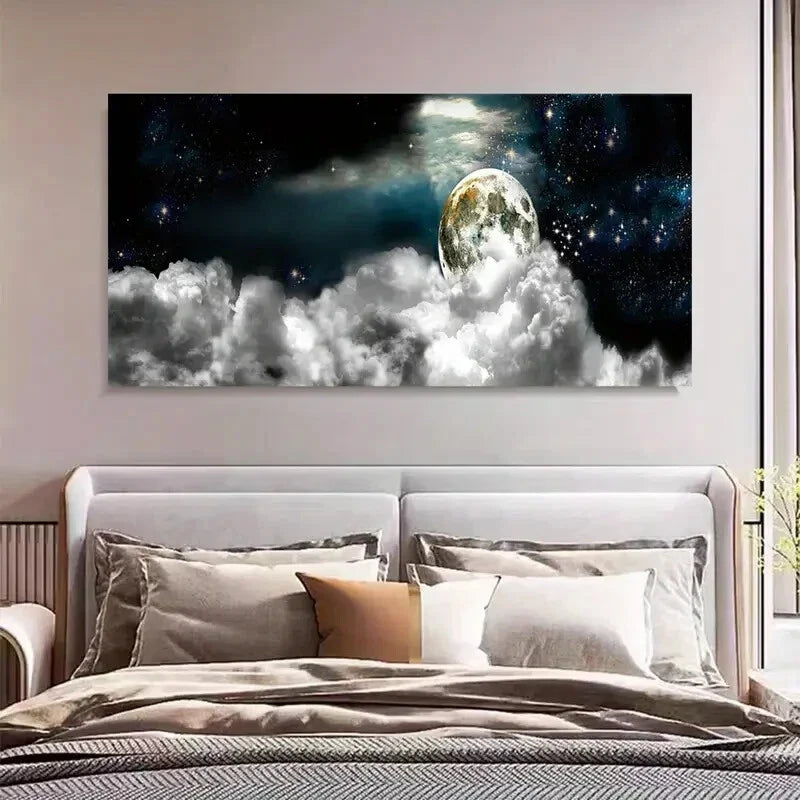 Cosmic Sci-Fi Landscape Night Wall Art Canvas Office Home Room Framed 120x60cm