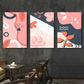 3pcs Pink Orange Modern Geometric Shapes Metal Print Ready to Hang Art