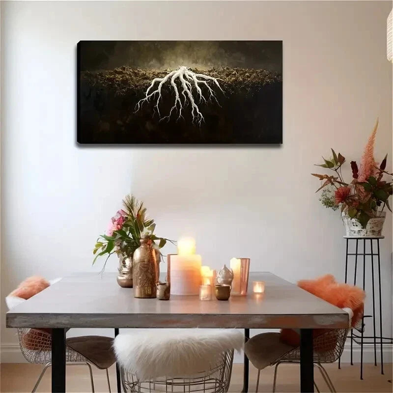 White Tree Roots Deeply Wall Art Canvas Office Home Room Framed 120x60cm
