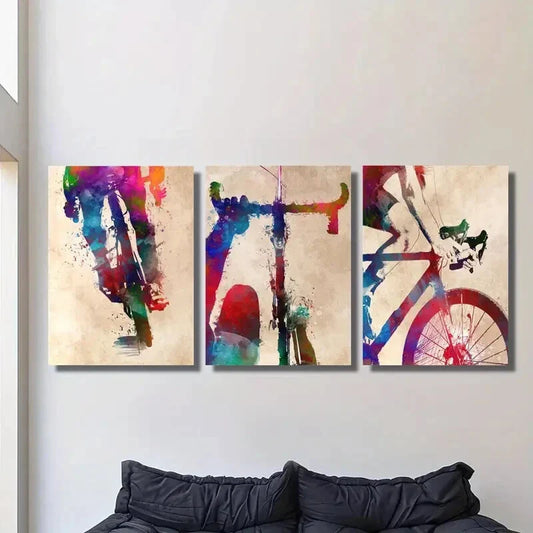 3pcs Cyclist enthusiasts, cycling sports posters, Metal Print Ready to Hang Art