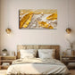 Beige Stripes And Golden Lines Wall Art Canvas Office Home Room Framed 80x45cm